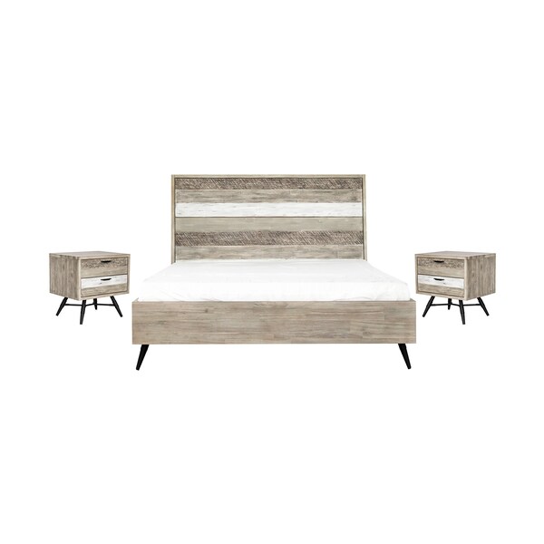 Armen Living Bridges 3 Piece King Bedroom Set in Two-Tone Acacia Wood SETBRBDKG3A - main